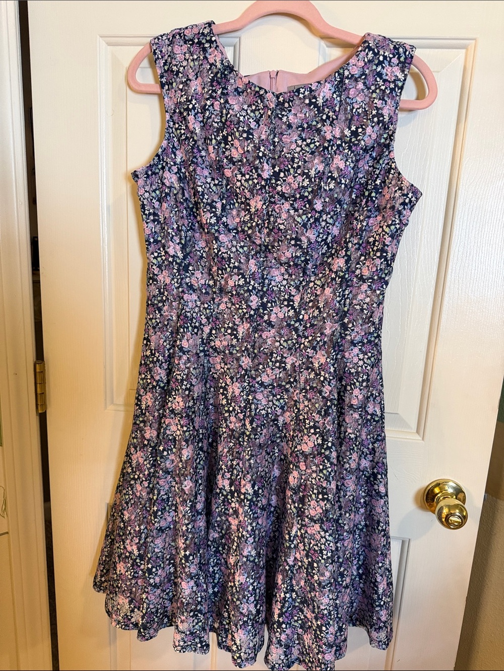 Danny & Nicole Pink and Purple Floral Fit-and-Flare Dress